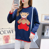 Dámsky ležérny tehotenský sveter s výšivkou na stuhe