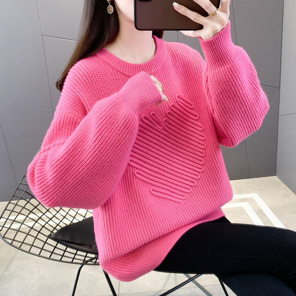 Dámsky ležérny sveter s výstrihom do O pre tehotné ženy