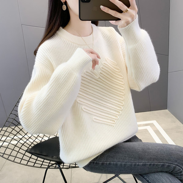 Dámsky ležérny sveter s výstrihom do O pre tehotné ženy