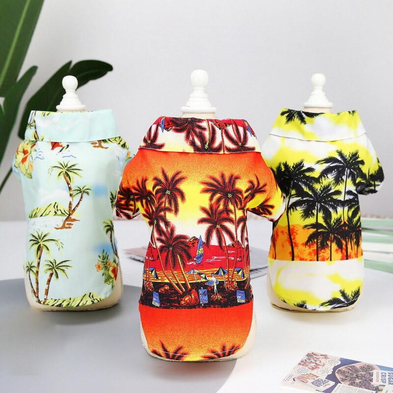 Havajska košulja za psa, prsluk za plažu, mačka, ljetna odjeća za odmor, jakna za buldoga, print kokosove palme, odjeća za male ljubimce, čivavu