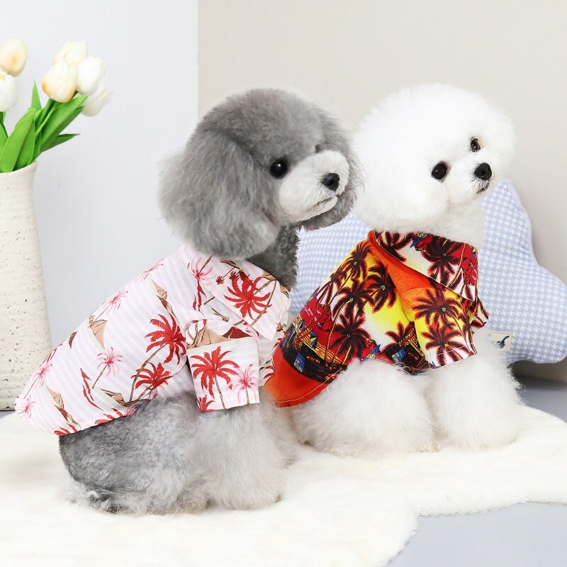 Havajska košulja za psa, prsluk za plažu, mačka, ljetna odjeća za odmor, jakna za buldoga, print kokosove palme, odjeća za male ljubimce, čivavu