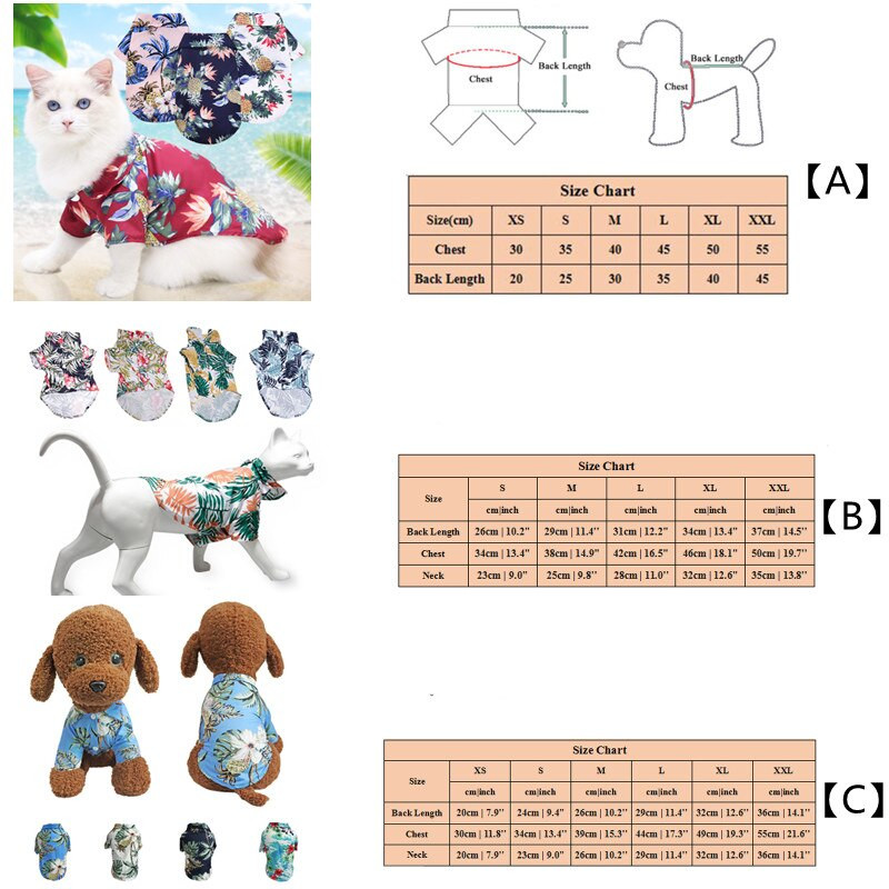 Havajų stiliaus marškinėliai naminiams gyvūnėliams Šunų marškinėliai marginti marškinėliai Unikalūs poliesterio apykaklė Suknelės atostoginiai drabužiai mažiems šunims YZL
