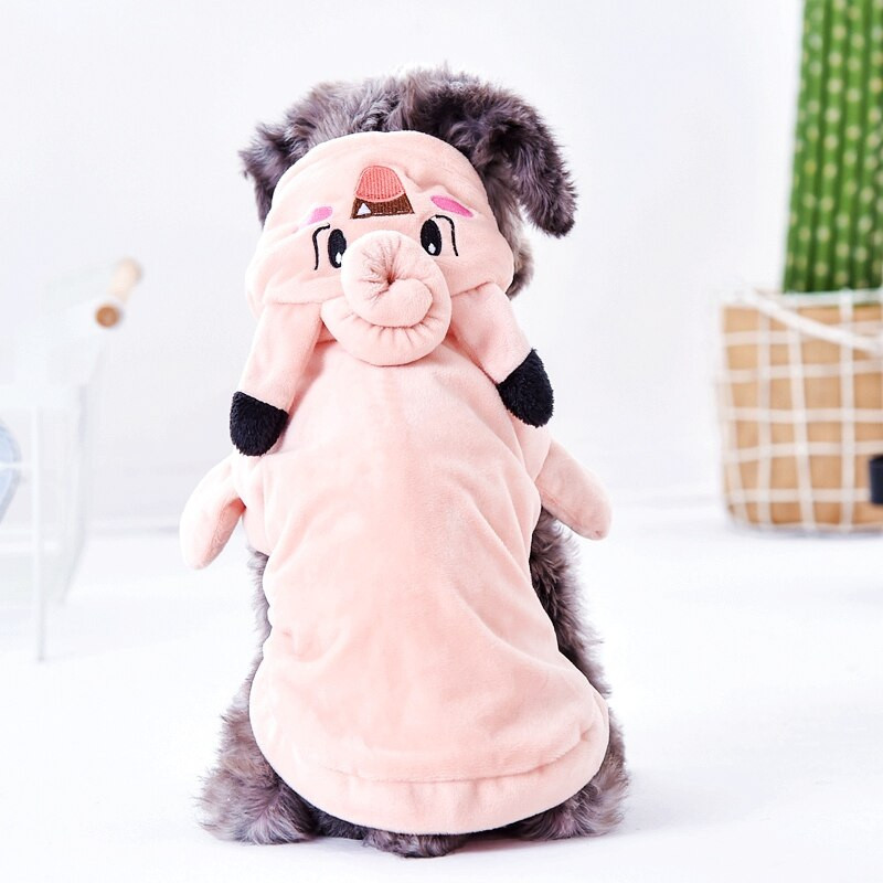 Ružové flísové halloweenske kostýmy pre psov, malé šteniatka, zvieratá, mačky, dve nohy, outfit, zimná teplá bunda, na predaj