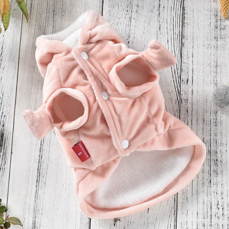 Ružové flísové halloweenske kostýmy pre psov, malé šteniatka, zvieratá, mačky, dve nohy, outfit, zimná teplá bunda, na predaj