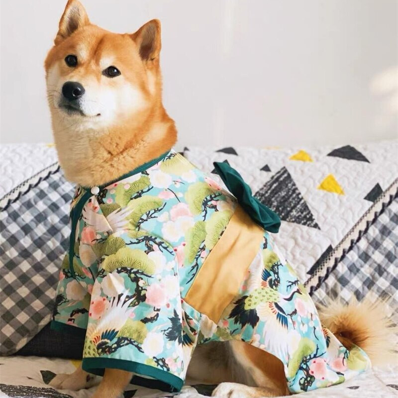 Kevadsuvised riided kassikoerale Jaapani stiilis lemmikloomariided Kimono väikestele keskmistele koertele Shiba Inu Corgi kutsika kostüüm