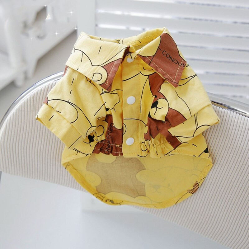 Bavlnené tričko s potlačou medveďa pre psov pre domáce zvieratá žlté biele bavlnené bišonky čivavy malé šteniatka pre zvieratá mačky oblečenie letný kabát bunda tovar