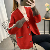 Voľný tehotenský kardigan s vreckami a zapínaním na gombíky