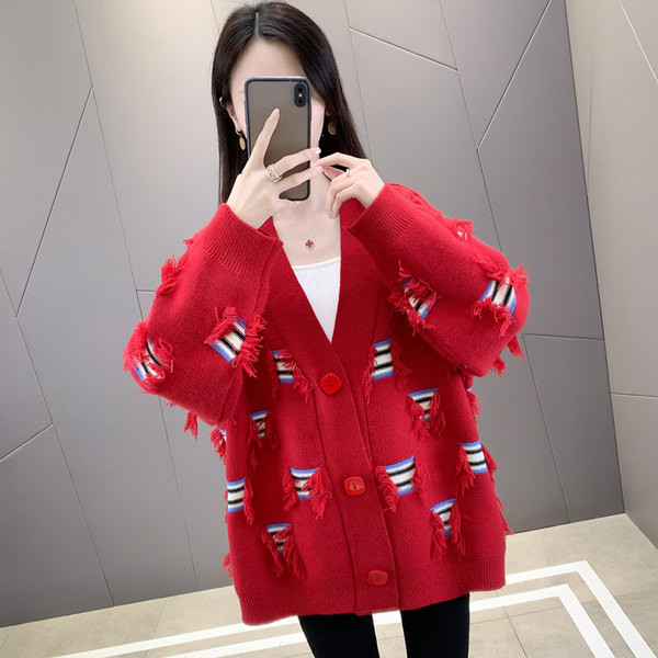 Cardigan casual dama cu motive colorate pentru gravide