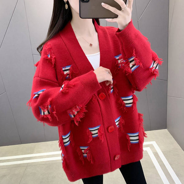 Cardigan casual dama cu motive colorate pentru gravide