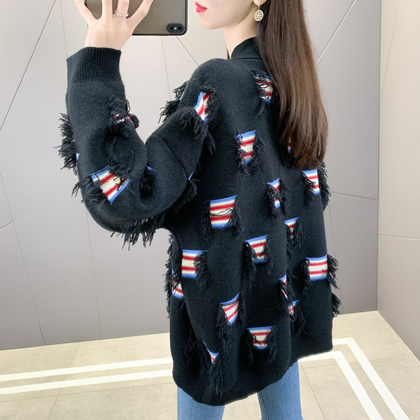 Cardigan casual dama cu motive colorate pentru gravide