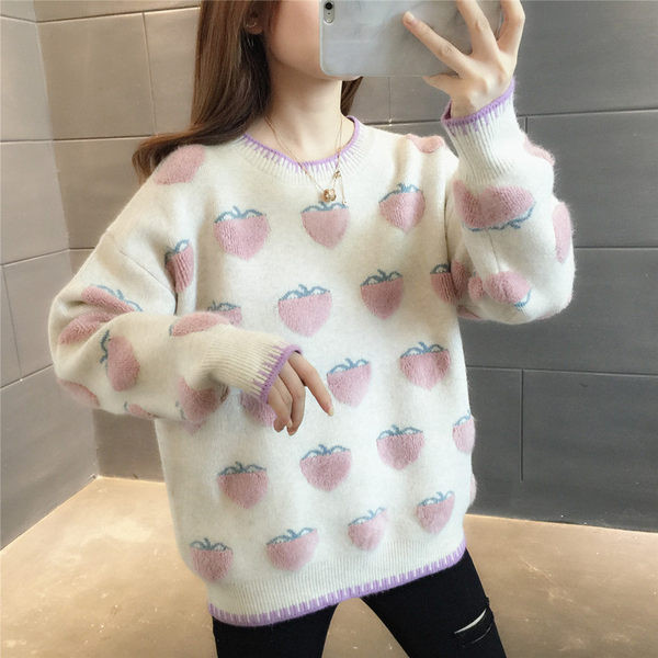 Pulover de iarnă de damă cu decolteu rotund