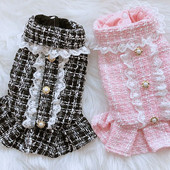 Kabát s klopou Houndstooth, jeseň/zima, luxusné jesenno-zimné šaty, oblečenie pre domáce zvieratá, oblečenie pre malých psov, móda pre psov, oblečenie pre šteniatka