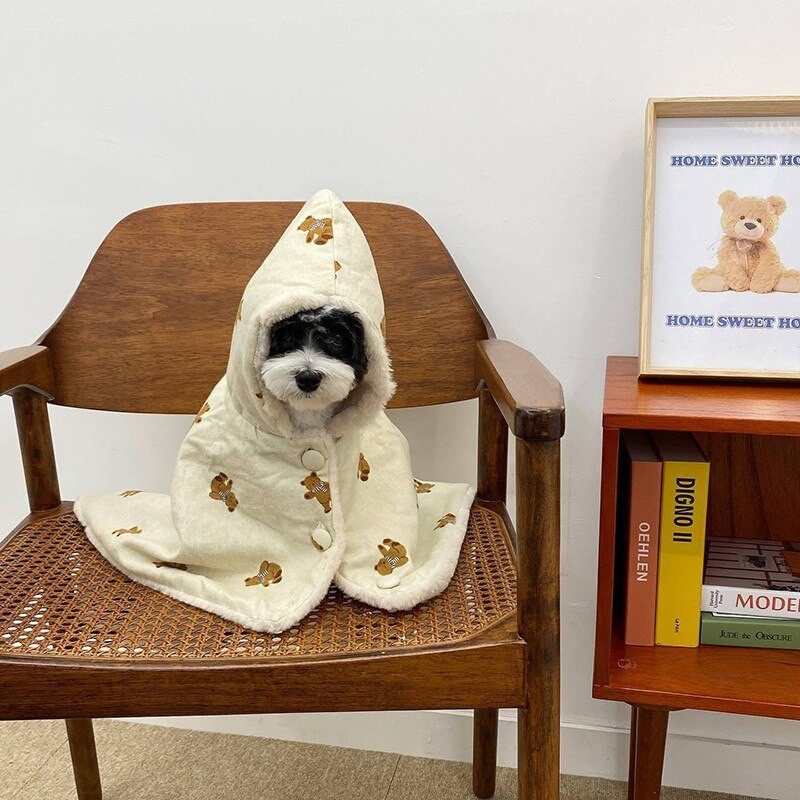 Armas multikas karu lemmikloomakoera mantel Talvine plüüs koerariided kapuuts koeratekk väikestele keskmistele koertele riided Yorkshire Ropa Perro