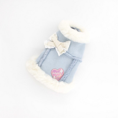 Palton de iarnă pentru câini Călduș drăguț Love Bowknot Cățeluș blană artificială Lână Pet Pisică Haine Teddy Bichon XS SML XL