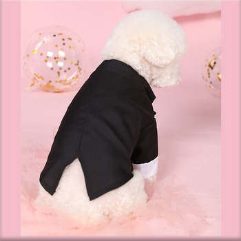 Джентълменско куче Дрехи в западен стил Сватбен костюм Официална риза за малки кучета Златни пайети Смокинг Парти Костюм за кученце за котки