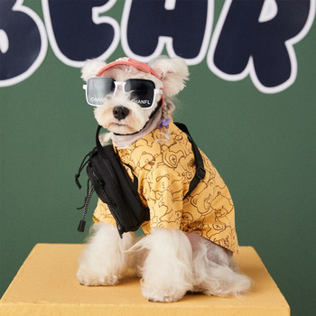 GULULU Дизайнерска риза с мече за кучета Луксозни меки дрехи за кучета Модни ризи за малки кучета Теди Летни дрехи за домашни любимци Кученца Облекло