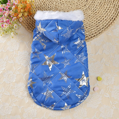Obojstranný kabát pre psov, luxusný umelý kožušinový kabát s kapucňou, hviezdicový vzor, páperová bunda do chladného počasia, zimné oblečenie pre psov pre malé a stredné psy