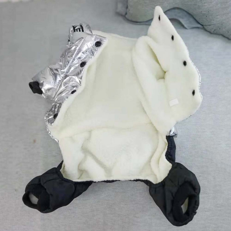 Salopetă argintie pentru câini Hanoră groasă pentru animale de companie Parka Haine de iarnă pentru câini Salopete calde cu patru picioare pentru câini de talie mică Cățeluș Schnauzer 10A