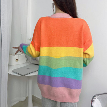 Дамски раиран пуловер с овално деколте за бременни