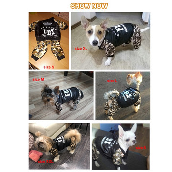 Δροσερά ρούχα για σκύλους κατοικίδιων του FBI Ολόσωμη φόρμα για σκύλους για σκύλους για κουτάβι Ζεστά χειμωνιάτικα ρούχα για αγόρια σκυλιά Ropa Para Perros