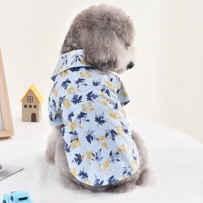 Haine pentru animale de companie cu imprimeu frunze de arțar pentru câini de talie medie Albastru XS până la XXXL Tricou de vară Pisică Cățeluș mic Animal Chihuahua Costume Pugs Bunuri