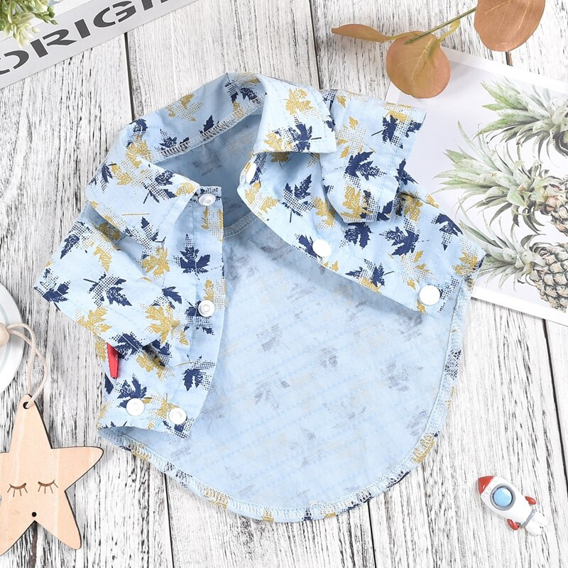 Oblečenie pre domáce zvieratá s potlačou javorového listu pre stredné psy, modré XS až XXXL, letné tričko s krátkym rukávom, mačka, malé šteniatko, zvieracie kostýmy pre čivavu, mopslíky, tovar