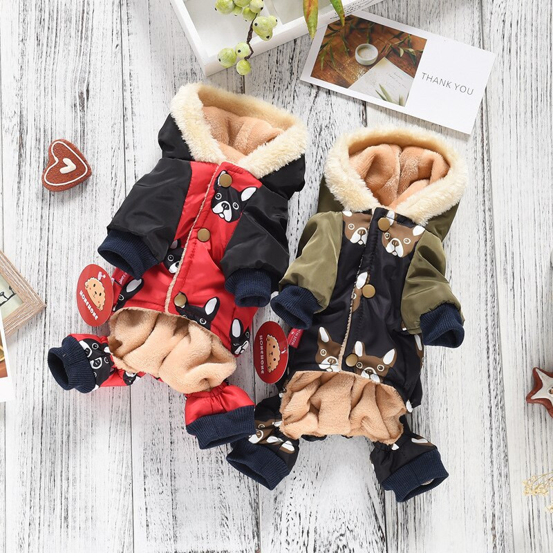 Naminių gyvūnėlių šuo rudens ir žiemos drabužiai šunims Keturkojai drabužiai mažiems šunims Madingi spausdinti raudonai juodos spalvos S-xxl dydžio striukės šunims