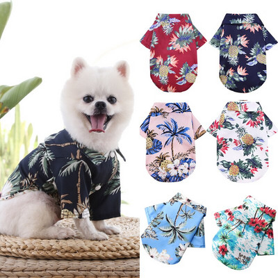 Μπλουζάκια για σκύλους Dropship Καλοκαιρινά ρούχα για σκύλους σε στυλ χαβανέζικης παραλίας για μικρούς σκύλους Γιλέκο για κουτάβι για γάτα Chihuahua Yorkies Στολή κανίς