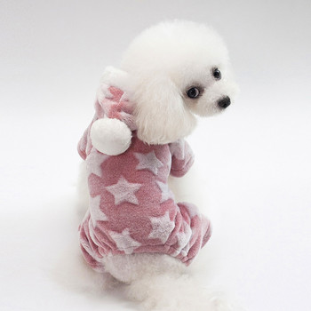 Поларени пижами за кучета Гащеризон Зимни дрехи за кучета Звезден модел Топли гащеризони Палто за малки кучета Кученце Куче Котешки дрехи Гащеризони