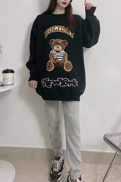 Nėščiųjų megztinis ilgomis rankovėmis, laisvai margintas