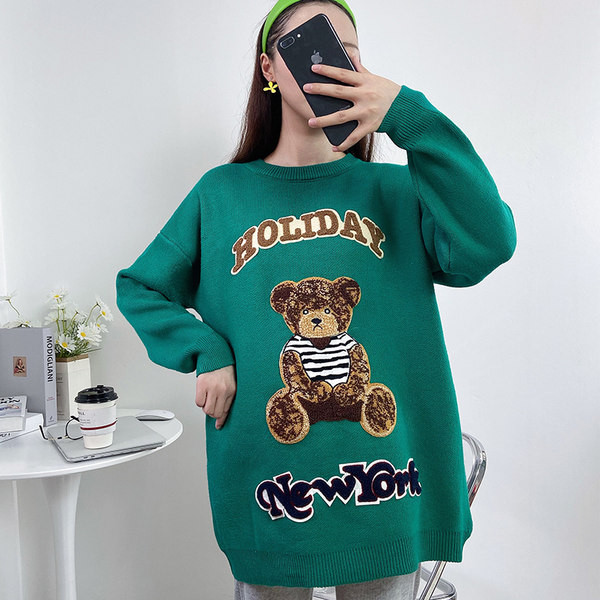 Nėščiųjų megztinis ilgomis rankovėmis, laisvai margintas