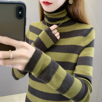 Раиран пуловер за бременни с дълъг ръкав