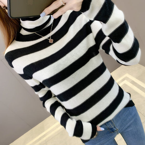 Pulover de maternitate cu dungi lungi