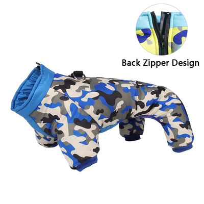 Žieminiai naminių šunų drabužiai Neperšlampami šunų paltai su D žiedu Šilti naminių gyvūnėlių drabužiai vidutinio dydžio šunims Šuniuko striukė šunų paltas keturių kojų kombinezonas