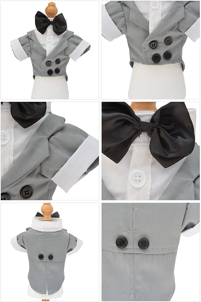 ATUBANi lemmikloomakostüüm, pidulik smoking, musta kikilipsuga koerasärk suurtele keskmistele väikestele koertele, kassiriided