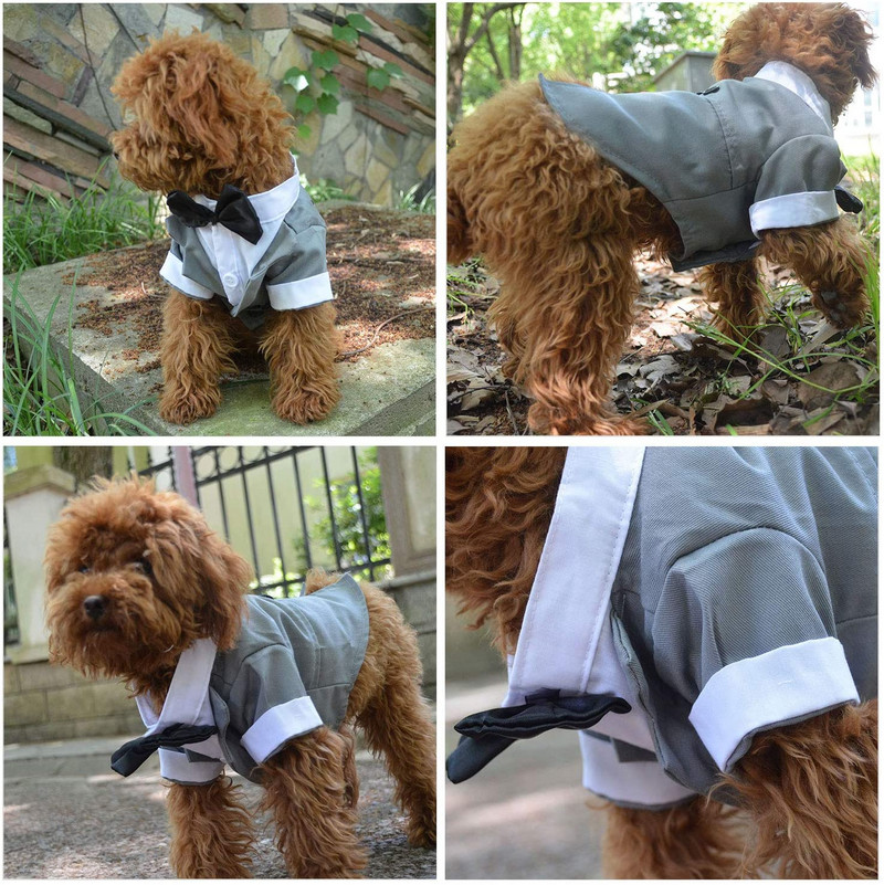 ATUBANi lemmikloomakostüüm, pidulik smoking, musta kikilipsuga koerasärk suurtele keskmistele väikestele koertele, kassiriided