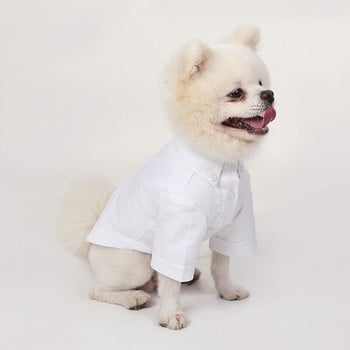 Модно домашно куче Черно-бяла риза Летни дрехи за малки и средни кученца Облекло Котка Шнауцер Костюми Френски булдог