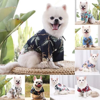 Дрехи за кучета в хавайски стил Лятна риза с щампа за домашни любимци Риза за куче Плажна риза Куче Куче Костюм за кученце Пролетен костюм на котка Костюм за домашни любимци Риза за кучета