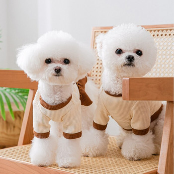 Двойка на малки кучета Рокли Сладък Теди Бишон Есенен и зимен пуловер Пола Тениска Домашни любимци Котки Консумативи Топли дрехи 2022 Ново