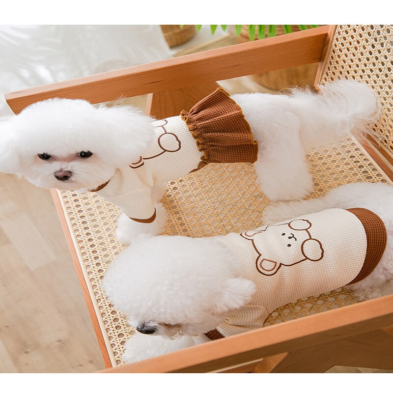 Rochii pentru cuplu de câini de talie mică, drăguț Teddy Bichon, pulover de toamnă și iarnă, fustă, tricou, accesorii pentru pisici pentru animale de companie, haine calde, nou 2022