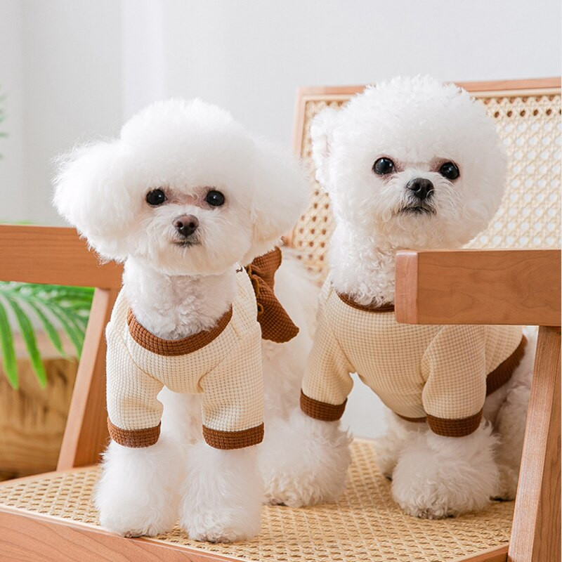 Rochii pentru cuplu de câini de talie mică, drăguț Teddy Bichon, pulover de toamnă și iarnă, fustă, tricou, accesorii pentru pisici pentru animale de companie, haine calde, nou 2022