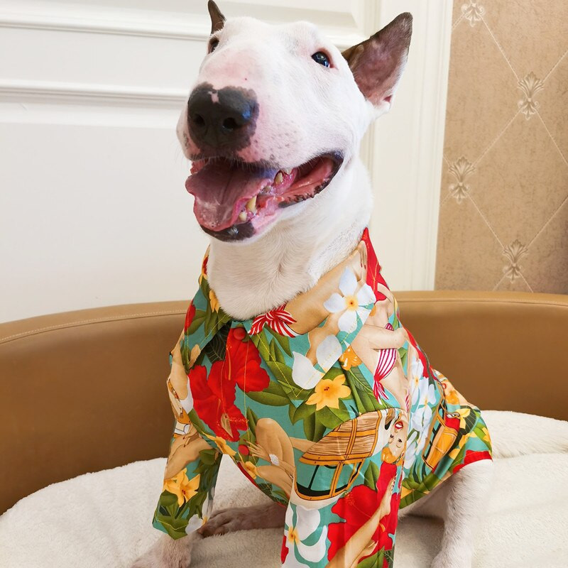 Haine Bull Terrier Model de frumusețe hawaiană Cămăși pentru pisici și câini Haine subțiri pentru animale de companie Cămăși pentru cățeluși Haine pentru câini mari