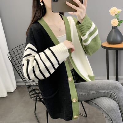 Módny dámsky tehotenský kardigan s výstrihom do V