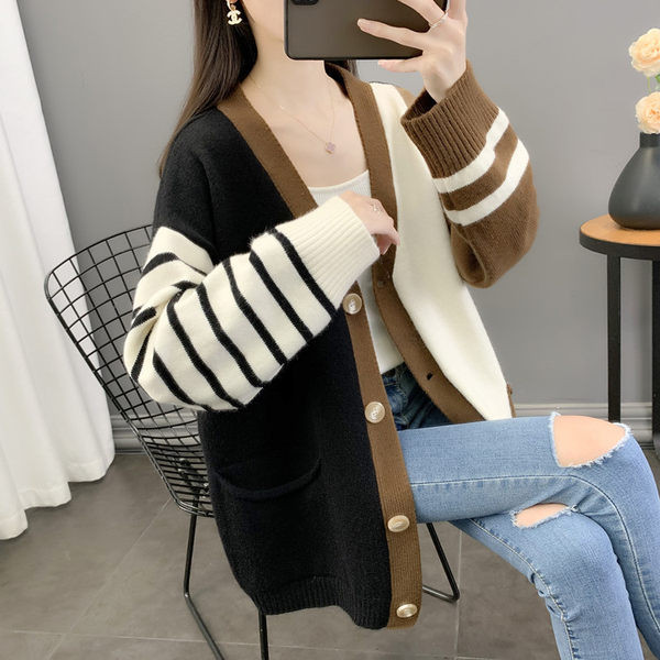 Módny dámsky tehotenský kardigan s výstrihom do V