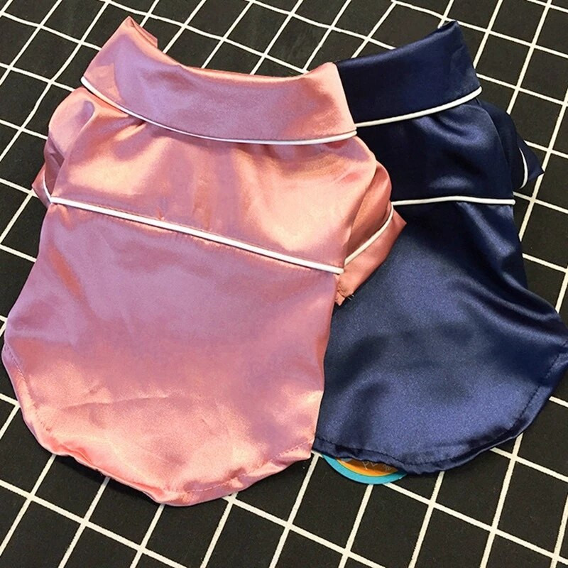 Luxusné hodvábne pyžamo pre psov, lesklé ružové mäkké tričko s motívom buldoga, oblečenie na spanie, domáce zviera, mačka, psík, župan, kostým, oblečenie, pitbull