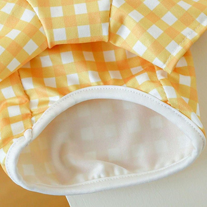 Letné tričko pre domáce zvieratá s kockovanou potlačou, golierom a polyesterovými gombíkmi, obojnohým šteňacím kostýmom, blúzkou na každodenné nosenie