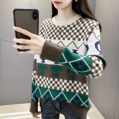 Pulover de iarnă la modă cu decolteu oval și mânecă lungă pentru gravide