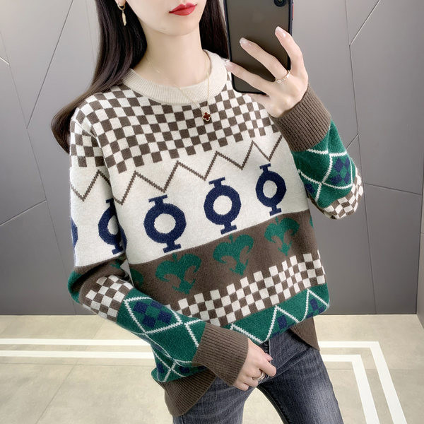 Pulover de iarnă la modă cu decolteu oval și mânecă lungă pentru gravide