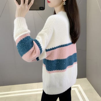 Нов модел стилен пуловер за бременни с дълъг ръкав