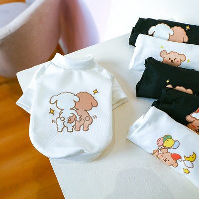 Haine pentru câini pentru animale de companie Imprimare cu desene animate primăvară vară Nou confortabil Teddy Bichon Tricou fluorescent pentru câini de talie mică și mijlocie XS-XL